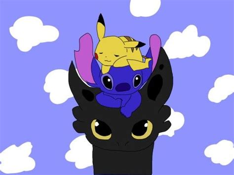 Pikachu Toothless And Stitch Toothless And Stitch Cute Disney