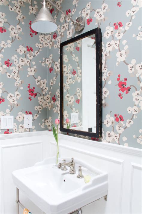 White Walls With Decorative Molding And Floral Wallpaper J Kurtz