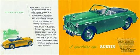 1950s Car Catalogue Featuring The A40 Sports From Austin