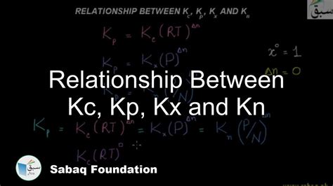 Relationship Between Kc Kp Kx And Kn Chemistry Lecture Sabaqpk Youtube
