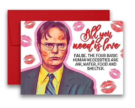 valentine s day anniversary dwight schrute all you need is love greeting card 5x7 inches w