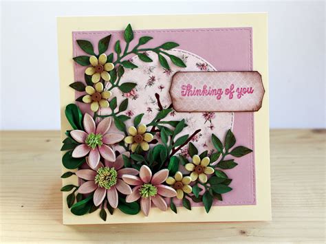 Thinking Of You Handmade Greeting Card In A Box 3d Flowers Etsy