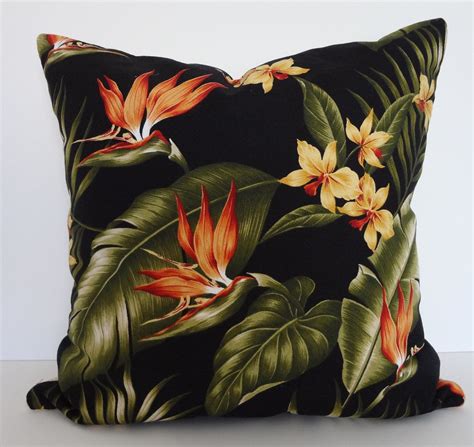 Tropical Print Throw Pillow Birds Of Paradise Decorative Etsy Bird