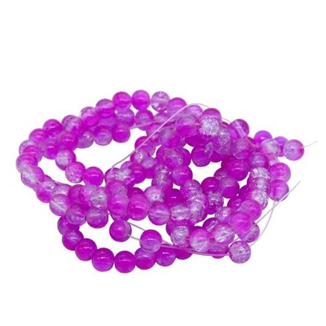 Crackle Glass Round Beads 6mm Fuchsia Lilac 130pcs 1 String Beads And Beading Supplies