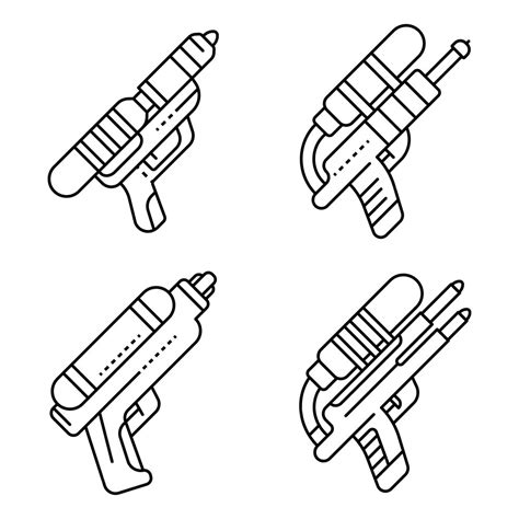 Premium Vector Squirt Gun Icons Set Outline Set Of Squirt Gun Vector Icons