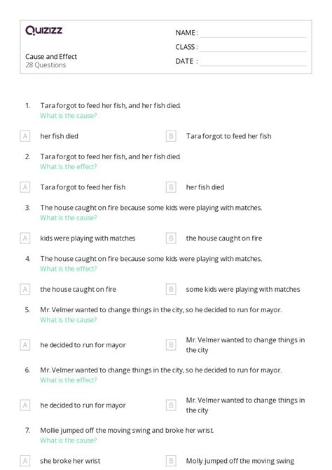 Printable Cause And Effect Worksheets For Year 3 Quizizz