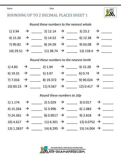 Rounding Decimal Places Rounding Numbers To 2dp