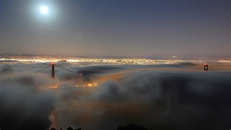 1920x1080 1920x1080 City Evening Lights Moon Night Haze Bridge
