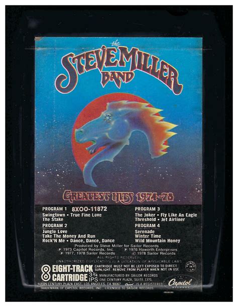 Steve Miller Band Greatest Hits 1974 78 1978 Capitol Ac4 8 Track Tape