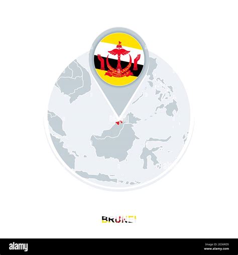Mapa Y Bandera De Brunei Icono De Mapa Vectorial Con Brunei Resaltado Imagen Vector De Stock
