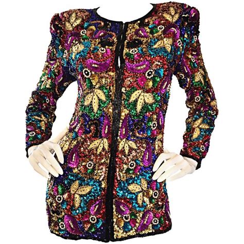 Spectacular Vintage Sequined And Beaded Silk Jacket All Over Sequins