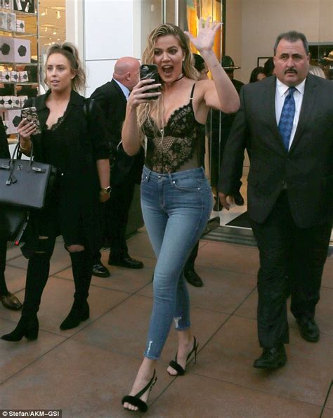 Khloe Kardashian Dons Lacy Bodysuit And Jeans At Good American Launch