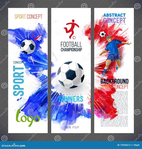 Football Championship Sports Banners With Soccer Player And Ball