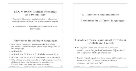 Phonemes In Different Languages Nasalized Vowels And Nasal Takekik Free Fr Enseignements
