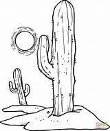 Desert Coloring Pages Sun Cactus Cactuses Over Clipart Western Drawing Printable Drawings Sunset Draw Plants Paintings sketch template