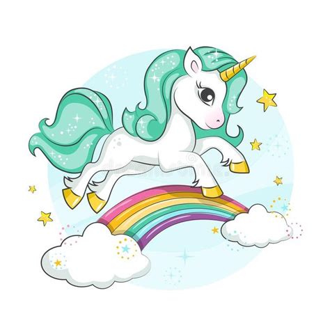 Cute Magical Unicorn Little Pony Vector Illustration Unicorn