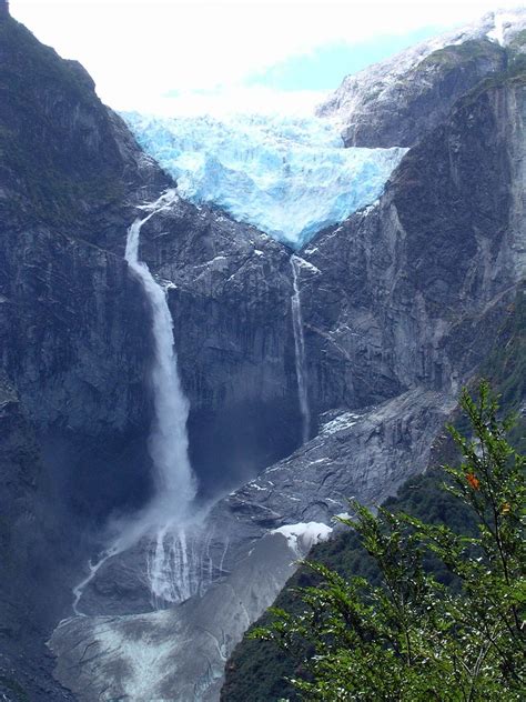 Waterfall Of The Hanging Glacier Chile National Parks
