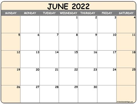 June 2022 Calendar Free Printable Calendar