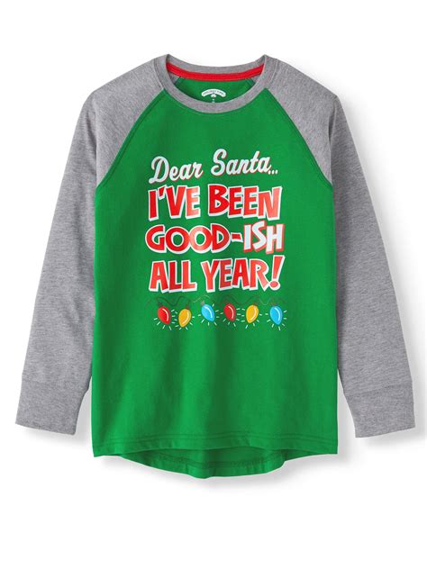 Long Sleeve Raglan Christmas Holiday Graphic T Shirts Little Boys