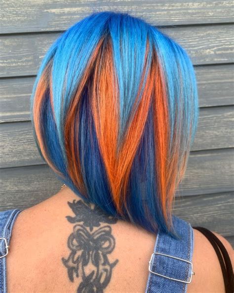 Blue Orange Hair Short Hair Trends Creative Hair Color Cool Hair Color