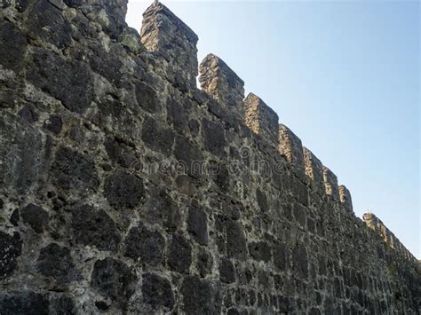 Remains Of An Old Castle Wall With Teeth Ancient Fortifications Made