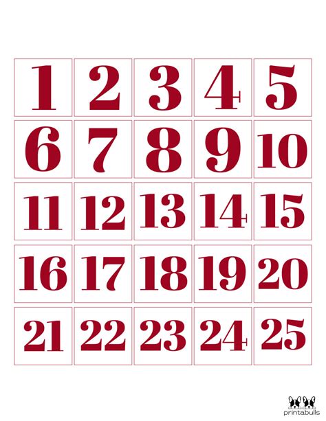 6 Best Images Of Free Printable Numbers 1 25 Free Printable Christmas