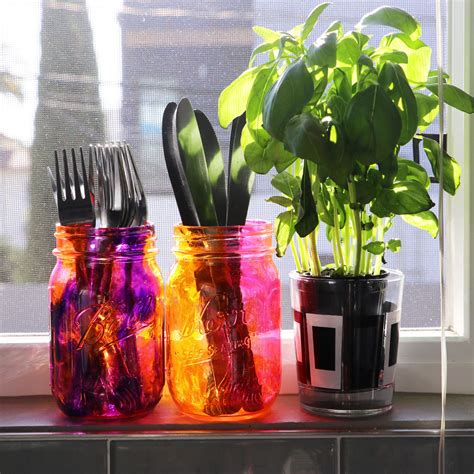 Diy Handmade Stained Glass Mason Jars Colorful Home Decor