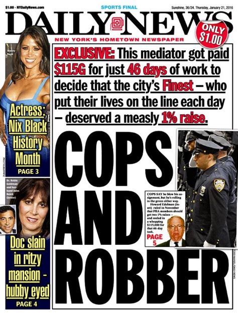 New York Daily News — Todays Front Page Cops And Robber Nypd Gets 1