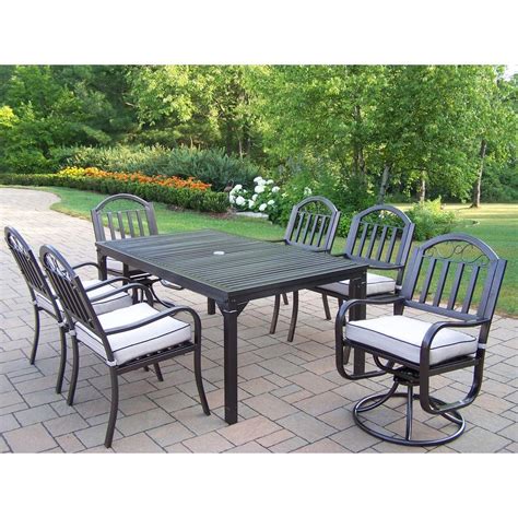 Oakland Living Rochester 7-Piece Patio Dining Set with 2 Swivel Chairs