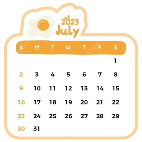 Gambar Ilustrasi Vektor Kalender Lucu Juli 2023 Juli 2023 Juli