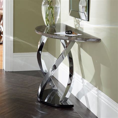 Metal Console Table Chrome Plated Occasional Grey Black Hall Hallway