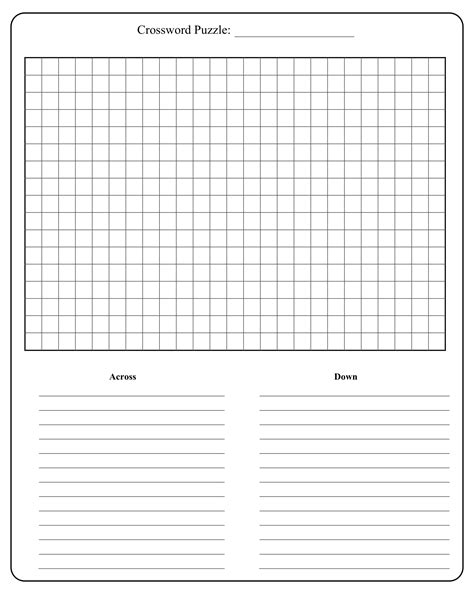 free crossword puzzle template printable printable templates
