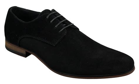 Mens Nubuck Suede Laced Smart Casual Shoes Navy Blue Brown Black