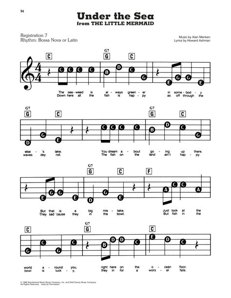 Under The Sea From The Little Mermaid Sheet Music Alan Menken E Z Play Today