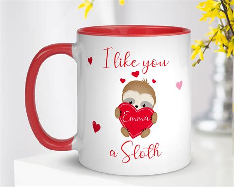 Personalized Valentines Day Mug Valentines Day T Sloth Etsy
