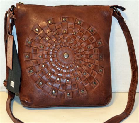 Vilenca Holland Woven Leather Studded Messenger Crossbody Brown Nwt Ebay