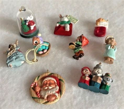 Miniature Lot Of 9 Hallmark Keepsake Ornaments 1980 1988 1991