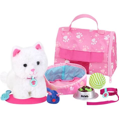 18 Doll White Kitten And Carrier Set Pink Sophias By Teamson Kids
