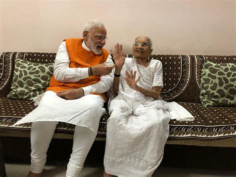 Pm Modi Visits His Mother In Gandhinagar On 69th Birthday Seeks Blessings