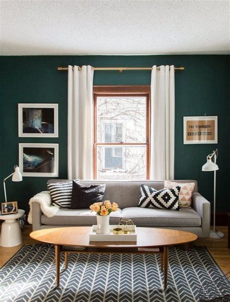 Hunter Green Walls Scandinavian Design Living Room Living Room