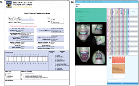 A Shows A Copy Of The Onsite Oral Health Assessment Form B Depicts