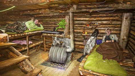 24 HOURS in the dugout - house underground - survival shelter - night