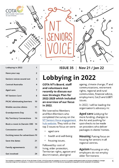 Seniors Voice Latest Edition Released Today Cota Nt Voice For