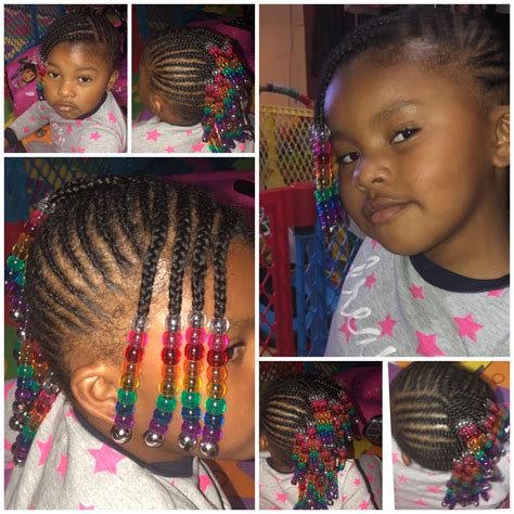 This is rainbow braid hairstyle which can be obtained using hair chalk. Braided Mohawk with Rainbow beads | School braids, Toddler hair