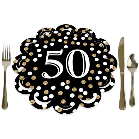 Adult 50th Birthday Gold Birthday Party Round Table Decorations Paper