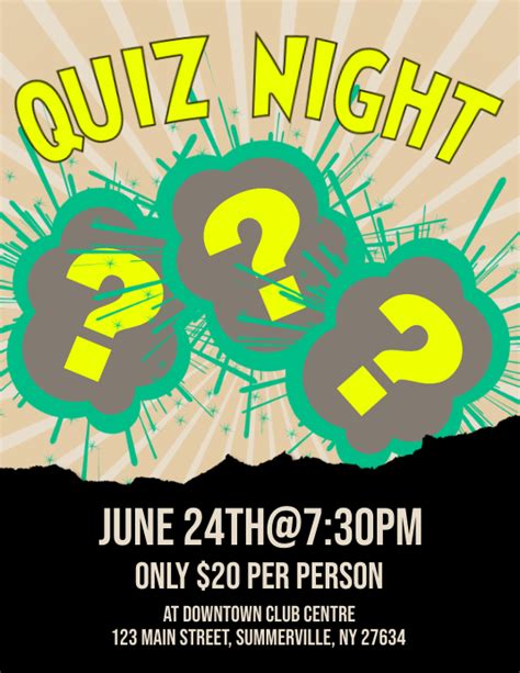 Quiz Night Flyer Template Postermywall