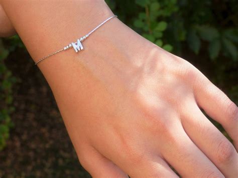 100% Sterling Silver Initial Bracelet Dainty Bracelet Gift | Etsy | Initial bracelet, Initial ...
