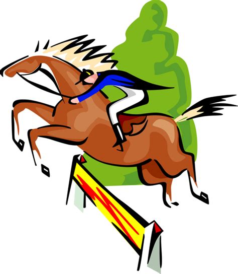 Vector Illustration Of Sports Equestrian Horse Jumping Clipart Full