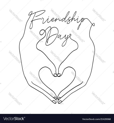 Friendship Day Card Of Love Heart Shape Hands Vector Image