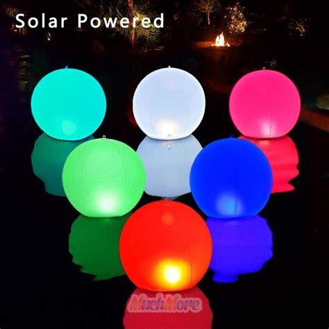 14 Solar Led Glow Globe Floating Pool Lights Inflatable Ball Lamp Color